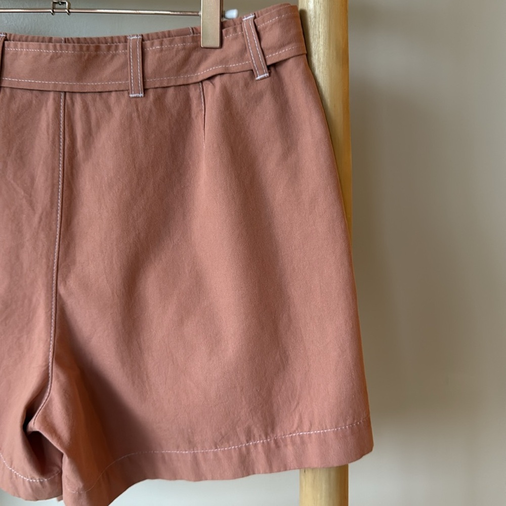 Lilla P Neutral Casual Bronze Cotton Canvas Tie Belt Shorts 6 - Picture 7 of 11